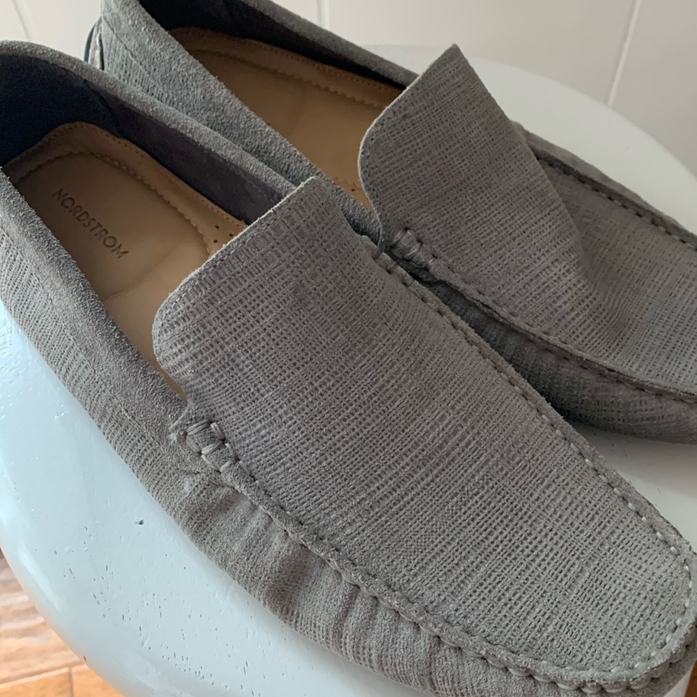 Nordstrom Mens Gray Suede Loafers Size 10 1/2 M